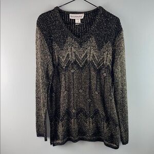 Norton McNaughton Black and Gold Knit Sweater Size S